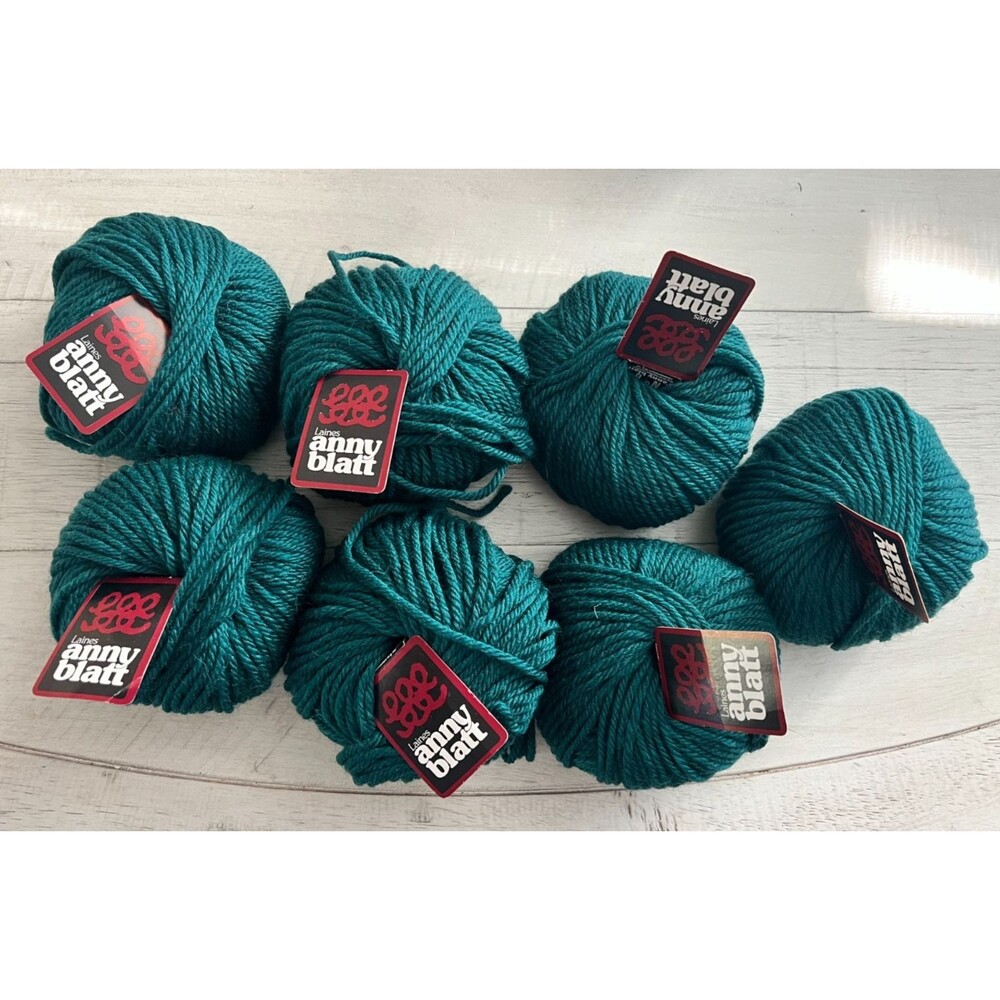 Vtg NOS Anny Blatt Lot of 7 Skeins 100% Wool Yarn 68 yd ea FOREST GREEN France